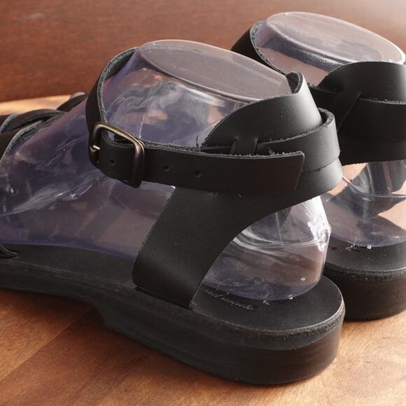 Jerusalem Sandals Womens SZ EU 40 US 9 BLK Chloe Leather Ankle Strap Flat Shoes - Picture 8 of 14